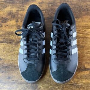 Adidas Men's Black and White Leather Sneakers